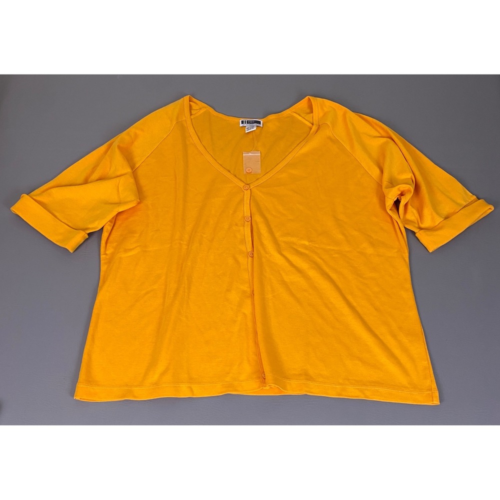 JL Studio Jessica‎ London Cardigan Top Plus Size 3X Yellow Cotton Button Front